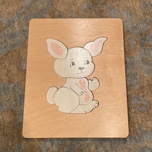 Wooden Bunny Puzzle for Small kids - Cream and Pink